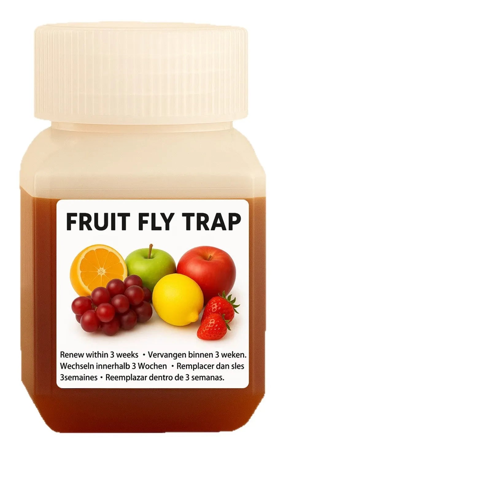 30ml bottle of fruit fly trapper bait liquid with SK003 specification label