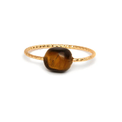 Geometric women's ring with natural agate stone in original design, showing clean lines and contemporary shape