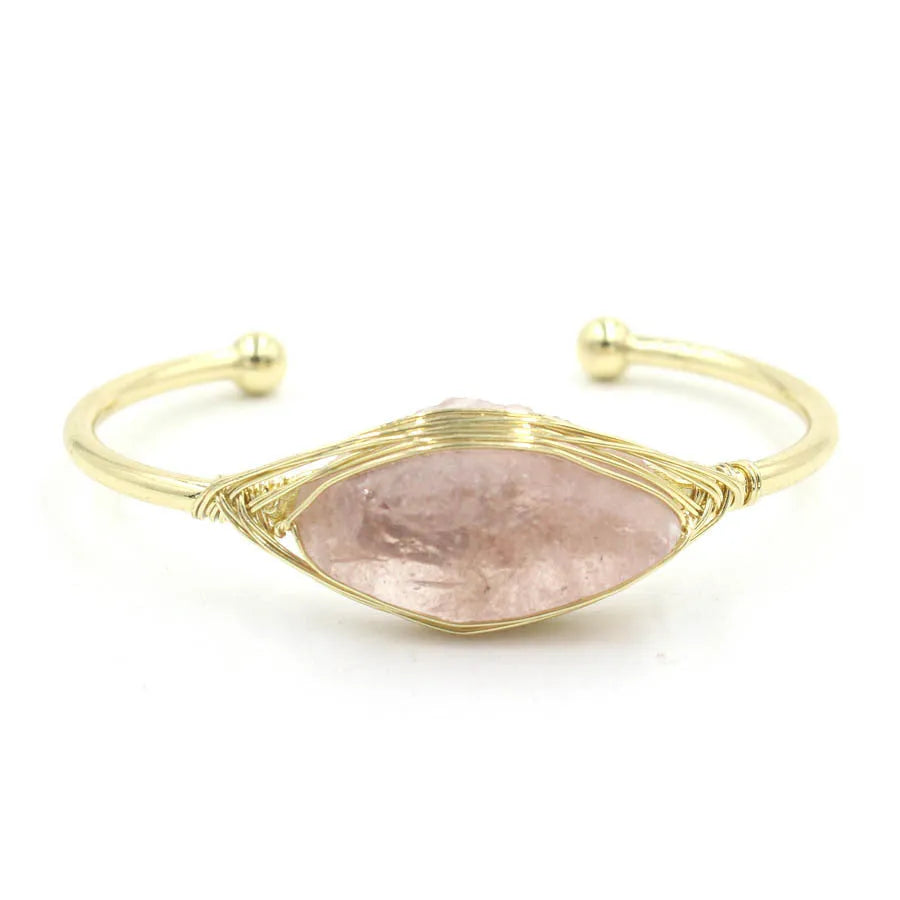 Natural raw gemstone crystal bracelet with 8mm ethnic beads and simple clasp in amethyst colour