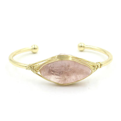 Natural raw gemstone crystal bracelet with 8mm ethnic beads and simple clasp in amethyst colour