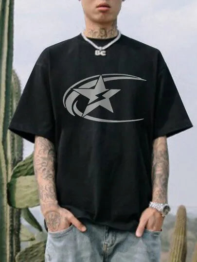 Men's Japanese retro style cotton t-shirt in solid colours with short sleeves
