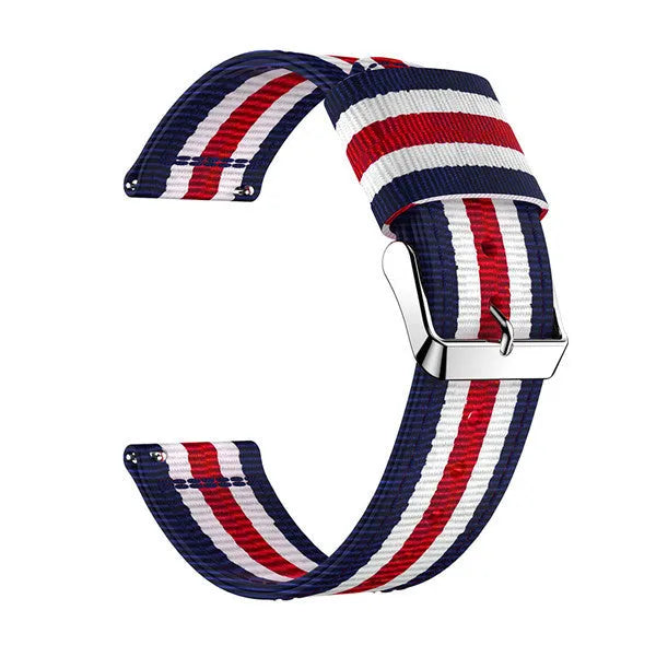 Split nylon watchband for Apple Watch in 38-49mm sizes with rainbow and striped colour options