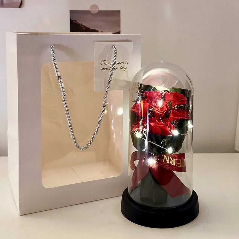 Bionic bouquet artificial flower arrangement in gradient colours for birthday gifts
