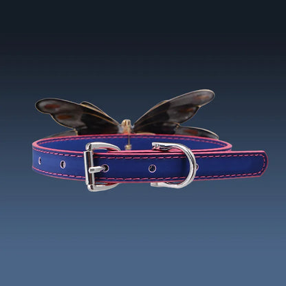 Temperature change butterfly rhinestone decoration collar with colour-changing PU material and alloy pendant