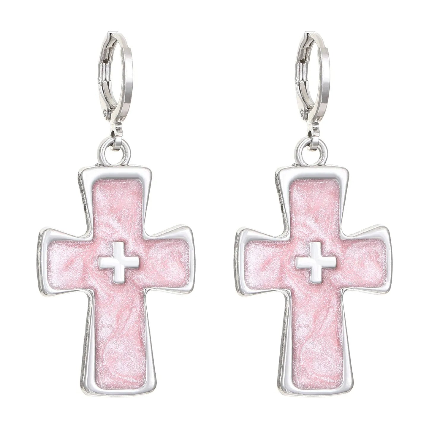 Women's geometric cross crystal drop earrings in alloy with five colour variant options