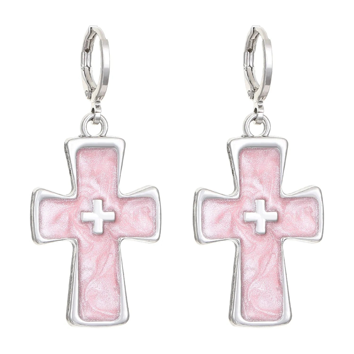 Women's geometric cross crystal drop earrings in alloy with five colour variant options