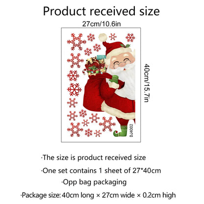 Snowflake Santa Claus design PVC wall sticker measuring 27 by 40 centimetres.