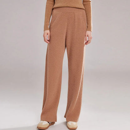 Women's cashmere fabric leggings in five colours showing stitching construction and thick material