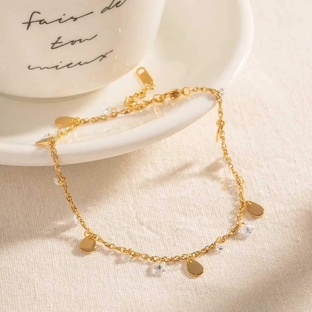 Women's stainless steel anklet with geometric water drop tassel design in JDAW2303012 colour