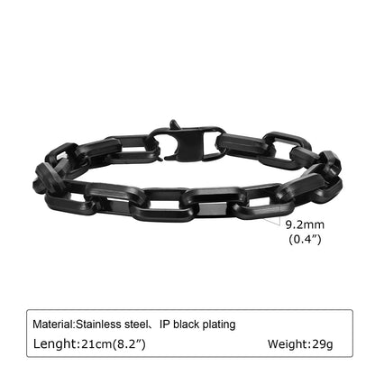 Titanium steel men's bracelet with square chain design in steel colour finish