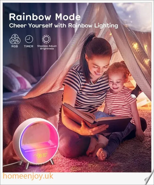 Atmosphere Lamp with Bluetooth speaker, smart alarm clock, night light, and wake up light features