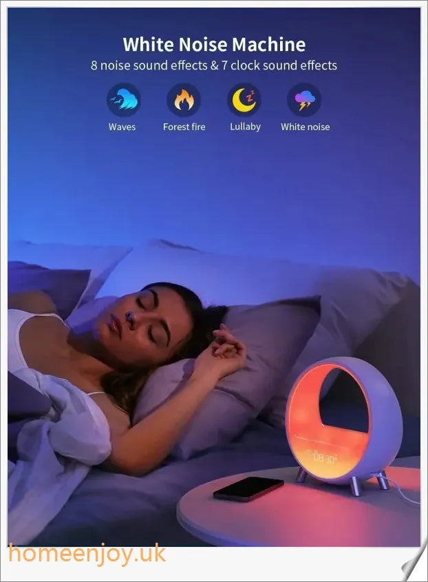 Atmosphere Lamp with Bluetooth speaker, smart alarm clock, night light, and wake up light features