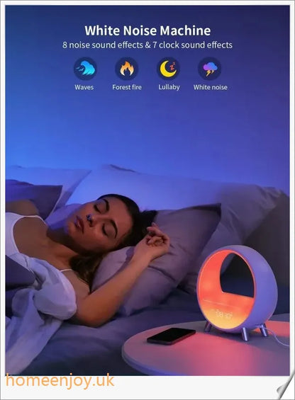 Atmosphere Lamp with Bluetooth speaker, smart alarm clock, night light, and wake up light features