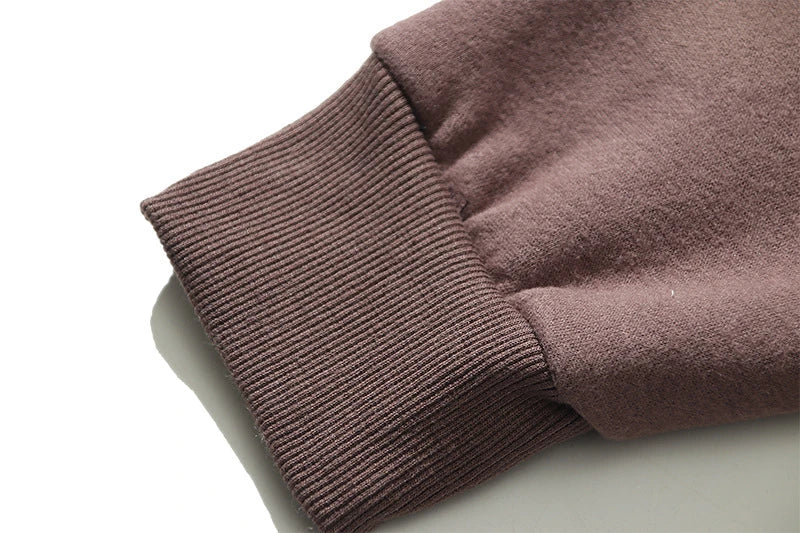 High Street men's and women's casual loose sweater in coffee colour, featuring a soft, velvet-like texture and a contemporary loose fit
