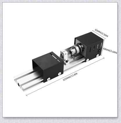 A compact Mini Woodworking Lathe with comprehensive accessories, perfect for crafting intricate wood projects