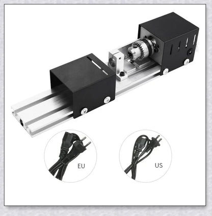 A compact Mini Woodworking Lathe with comprehensive accessories, perfect for crafting intricate wood projects