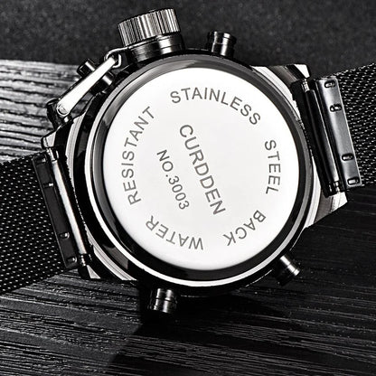 Men's belt LED electronic sports watch with luminous display, alarm, chronograph, and world time functions