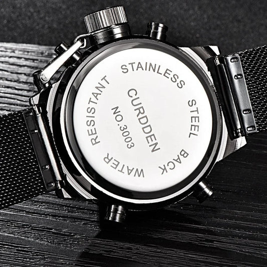 Men's belt LED electronic sports watch with luminous display, alarm, chronograph, and world time functions