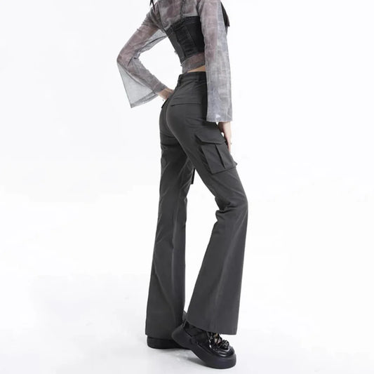 High Waist Slim Chic Cargo Jeans for Women, featuring a sleek silhouette and practical design details