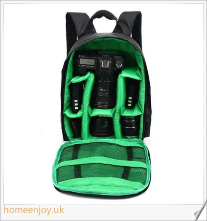 Backpack Camera Bag with DSLR camera compartment, made of durable Oxford cloth with waterproof and breathable features.