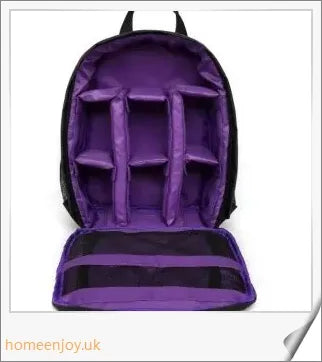 Backpack Camera Bag with DSLR camera compartment, made of durable Oxford cloth with waterproof and breathable features.