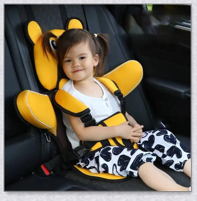 Adjustable portable child car seat with headrest and shoulder straps for 6 months to 12 years old