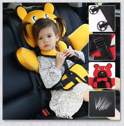 Adjustable portable child car seat with headrest and shoulder straps for 6 months to 12 years old
