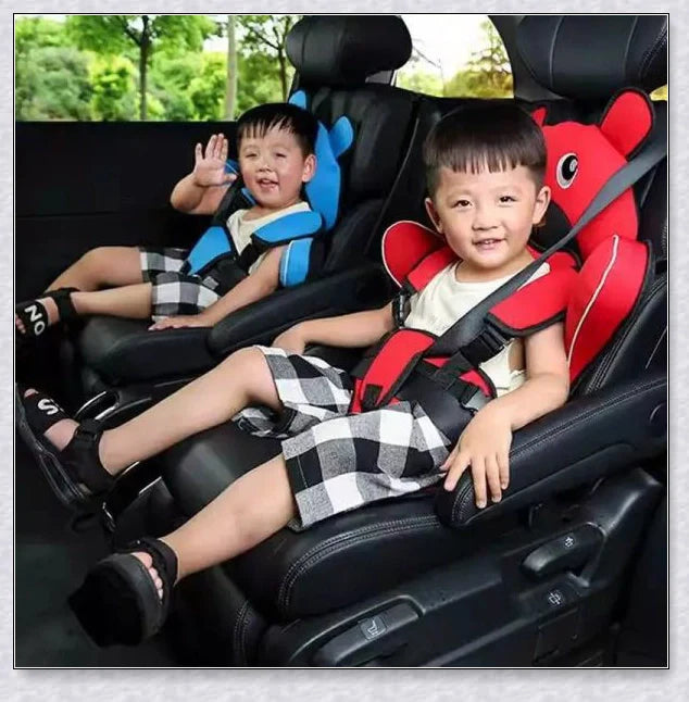 Adjustable portable child car seat with headrest and shoulder straps for 6 months to 12 years old