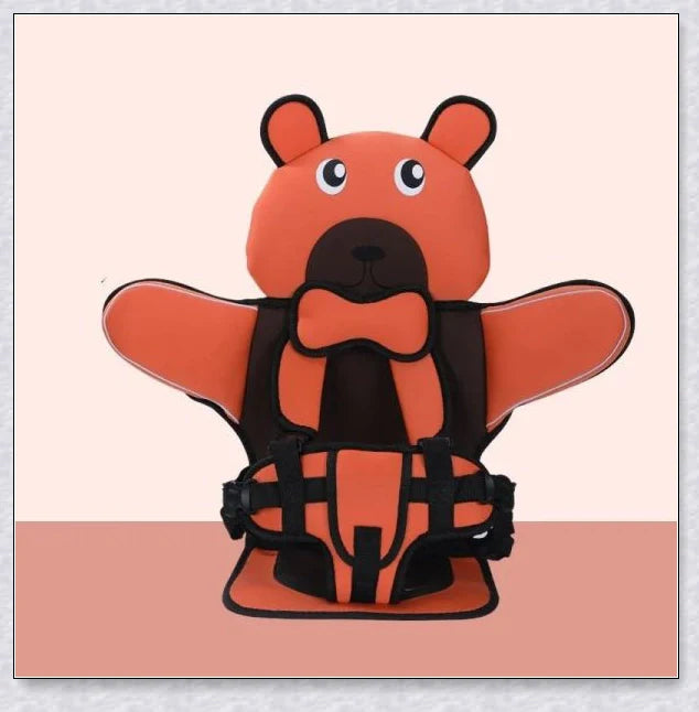 Adjustable portable child car seat with headrest and shoulder straps for 6 months to 12 years old