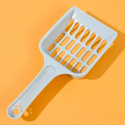 A large, high-quality cat litter scoop with a perforated design and ergonomic handle for efficient and comfortable litter box cleaning