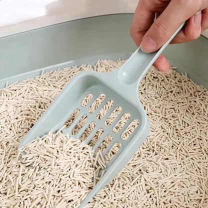 A large, high-quality cat litter scoop with a perforated design and ergonomic handle for efficient and comfortable litter box cleaning