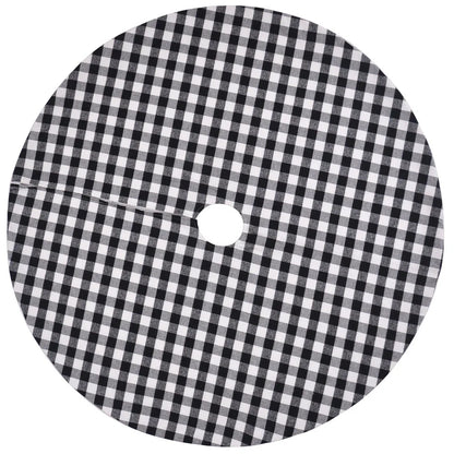 Black and white plaid Christmas tree skirt with a classic, elegant design