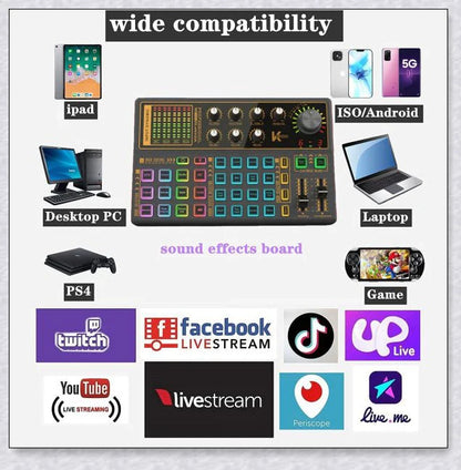 Voice Changer Live Board Sound Mixer with multiple audio effects for streaming, recording, and live performances