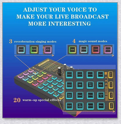 Voice Changer Live Board Sound Mixer with multiple audio effects for streaming, recording, and live performances