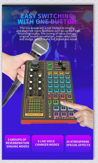 Voice Changer Live Board Sound Mixer with multiple audio effects for streaming, recording, and live performances