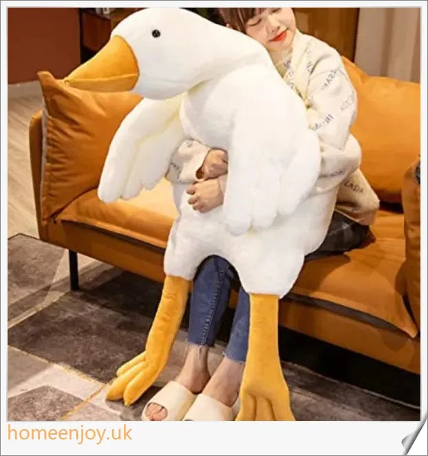 Soft and cuddly Bruce The Goose plush toy in various sizes, featuring a realistic and adorable design for comfort and relaxation