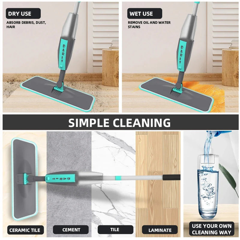 Homeenjoy UK 360° Rotating Microfiber Floor Mop with Spray