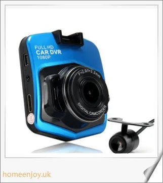 Front and rear dual car dash dashboard cam with 720p HD video recording, motion detection, and 150-degree wide-angle lens