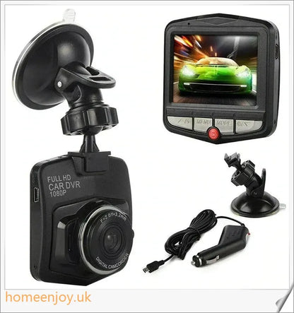 Front and rear dual car dash dashboard cam with 720p HD video recording, motion detection, and 150-degree wide-angle lens