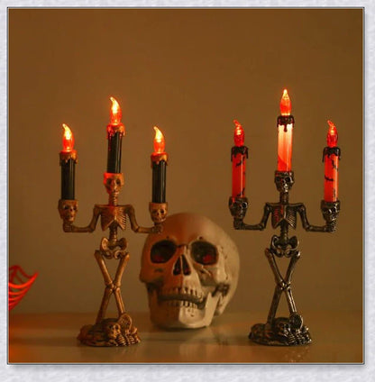 Skellight Halloween Skeleton Candlestick with LED Lights - Spooky, Elegant Decor for Halloween in the UK