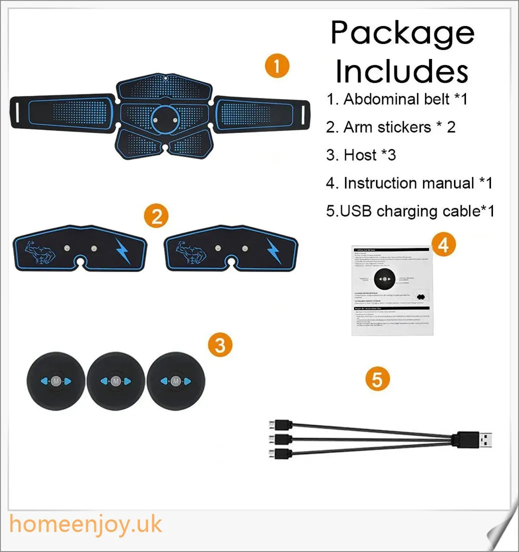 Abdominal muscle training device with EMS technology for efficient fat burning and muscle toning at home