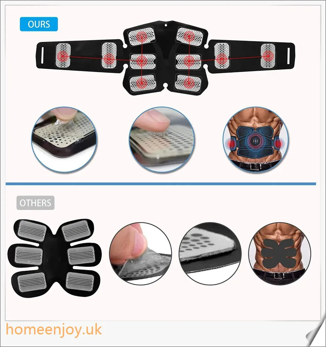 Abdominal muscle training device with EMS technology for efficient fat burning and muscle toning at home
