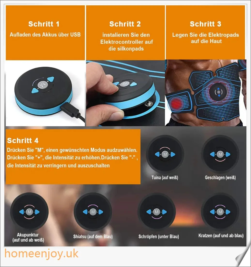 Abdominal muscle training device with EMS technology for efficient fat burning and muscle toning at home