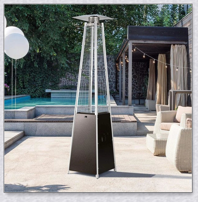 Premium stainless steel outdoor propane heater for patio, garden, or park use, providing efficient and safe warmth in cold weather