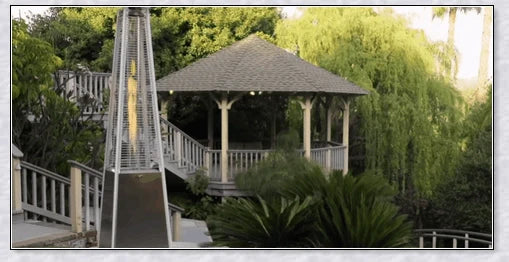Premium stainless steel outdoor propane heater for patio, garden, or park use, providing efficient and safe warmth in cold weather