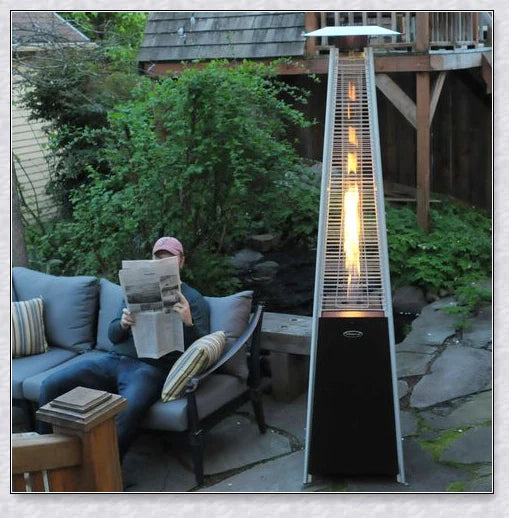 Premium stainless steel outdoor propane heater for patio, garden, or park use, providing efficient and safe warmth in cold weather