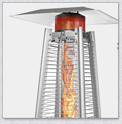 Premium stainless steel outdoor propane heater for patio, garden, or park use, providing efficient and safe warmth in cold weather