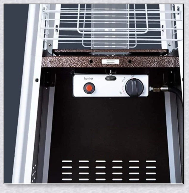 Premium stainless steel outdoor propane heater for patio, garden, or park use, providing efficient and safe warmth in cold weather