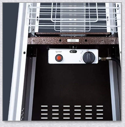 Premium stainless steel outdoor propane heater for patio, garden, or park use, providing efficient and safe warmth in cold weather