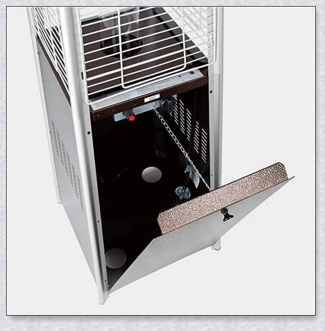 Premium stainless steel outdoor propane heater for patio, garden, or park use, providing efficient and safe warmth in cold weather